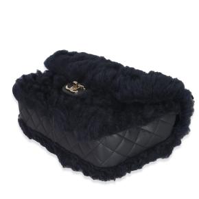 Chanel  Shearling Quilted Lambskin Medium Flap Bag in Navy 7