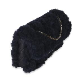 Chanel  Shearling Quilted Lambskin Medium Flap Bag in Navy 3