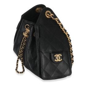 Chanel Black Quilted Caviar Mini Chanel 25 Hobo 26P 4