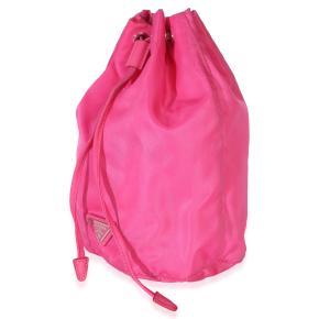 Prada Hot Pink Tessuto Logo Drawstring Pouch 4