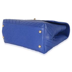 Chanel Medium Blue Chevron Coco Top Handle Bag 7