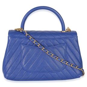 Chanel Medium Blue Chevron Coco Top Handle Bag 2