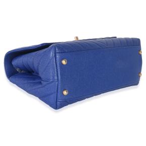 Chanel Medium Blue Chevron Coco Top Handle Bag 6