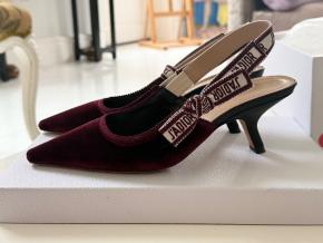 Dior Burgundy Velvet Sling Back Sandals 3