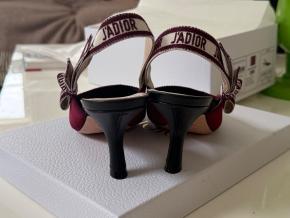 Dior Burgundy Velvet Sling Back Sandals 4