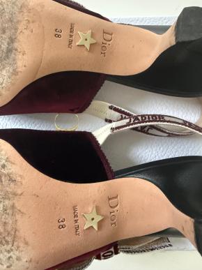 Dior Burgundy Velvet Sling Back Sandals 6