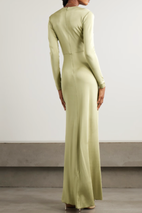 Victoria Beckham Crystal-Embellished Gathered Satin-Jersey Gown 4