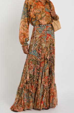 Etro Paisley Ruffled Silk Maxi Skirt 2