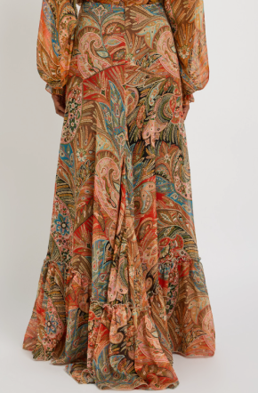 Etro Paisley Ruffled Silk Maxi Skirt 3