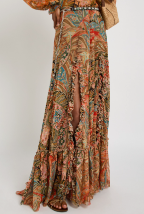 Etro Paisley Ruffled Silk Maxi Skirt 5