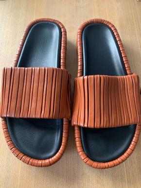NEOUS Tan Brown Leather Slides 3