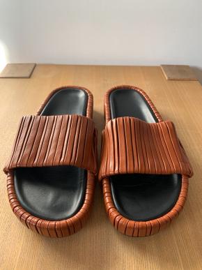 NEOUS Tan Brown Leather Slides 4