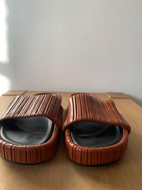 NEOUS Tan Brown Leather Slides 5