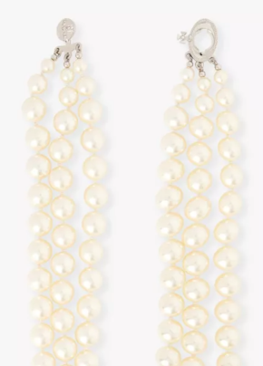 Vivienne Westwood Three Row Bas Relief Brass And Swarovski-Pearl Choker Necklace 5