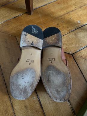 Gucci Tan Embossed Leather Loafers 7