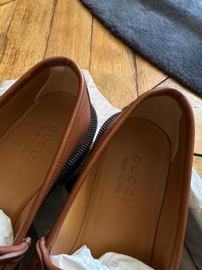 Gucci Tan Embossed Leather Loafers 5