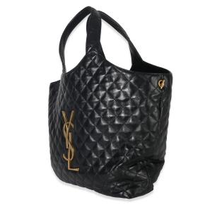 Saint Laurent  Quilted Black Lambskin Maxi Icare Shopping Tote 2