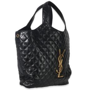 Saint Laurent  Quilted Black Lambskin Maxi Icare Shopping Tote 3