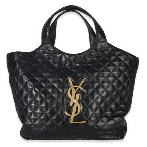 Saint Laurent  Quilted Black Lambskin Maxi Icare Shopping Tote 4