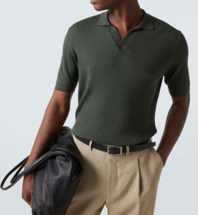 Sunspel Ribbed-knit Silk and Cotton Polo Shirt 4