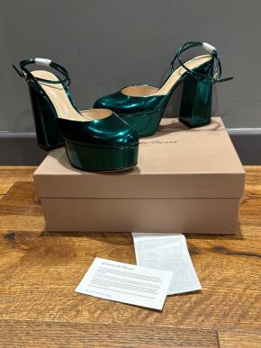 Gianvito Rossi Metallic Green Platform Sandals 11
