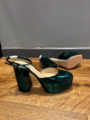 Gianvito Rossi Metallic Green Platform Sandals 9