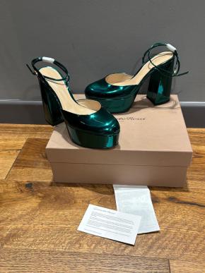 Gianvito Rossi Metallic Green Platform Sandals 8