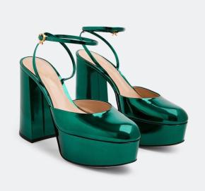 Gianvito Rossi Metallic Green Platform Sandals 2