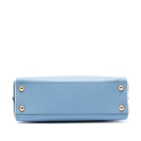 Prada Blue Bicolor Saffiano Lux Pyramid Frame Top Handle Bag 3
