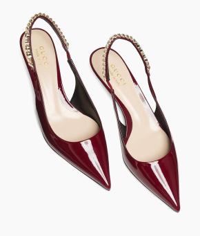 Gucci Burgundy Patent Slingback Sandals 2