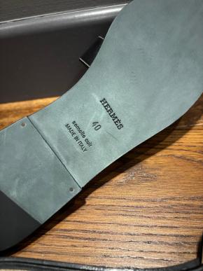 Hermes Black Leather Oran Sandals 5