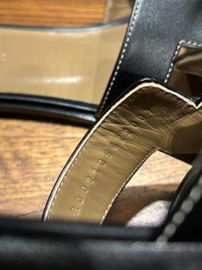 Hermes Black Leather Oran Sandals 6