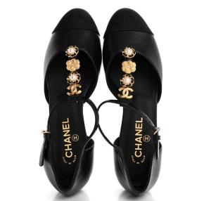Chanel Embellished Black Sandals 10