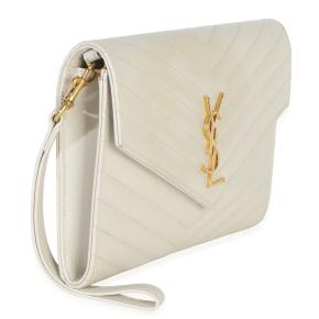 Saint Laurent Soft Grain De Poudre Triquilt Monogram Clutch 3