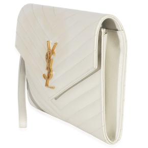 Saint Laurent Soft Grain De Poudre Triquilt Monogram Clutch 4