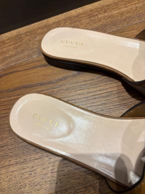 Gucci Tan Leather Flat Sandals 5