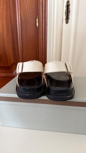 Marni Ivory Leather Flat Sandals 7