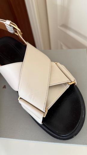 Marni Ivory Leather Flat Sandals 4