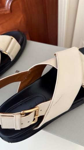 Marni Ivory Leather Flat Sandals 2