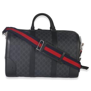 Gucci Black GG Supreme Canvas Web Duffle Bag 2