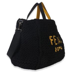 Fendi  Black Wool Logo Tote 3