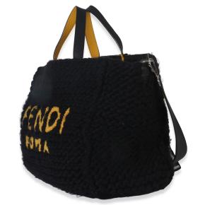 Fendi  Black Wool Logo Tote 4