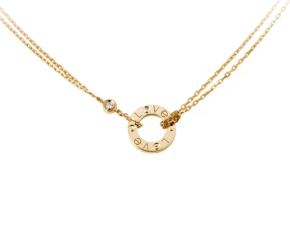 Cartier Yellow Gold and Diamond LOVE Double Chain Necklace with Box 9