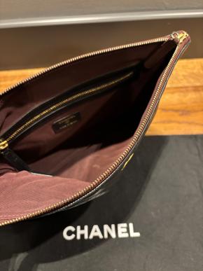 Chanel Black Leather Chevron Pouch 8