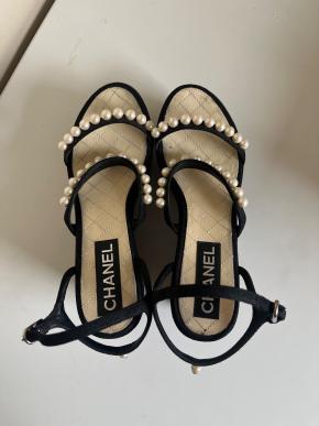 Chanel Faux Pearl Detail Platform Wedges 7