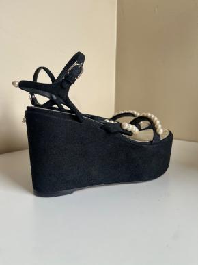 Chanel Faux Pearl Detail Platform Wedges 3