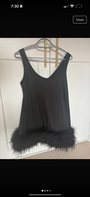 Nadine Merabi Feather Trimmed Black Mini Dress 2