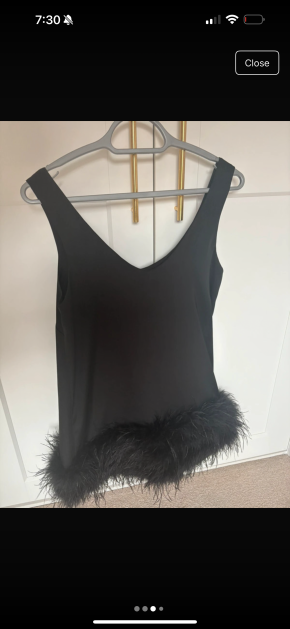 Nadine Merabi Feather Trimmed Black Mini Dress 3