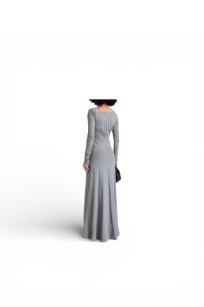 Victoria Beckham Draped Grey Maxi Dress 8