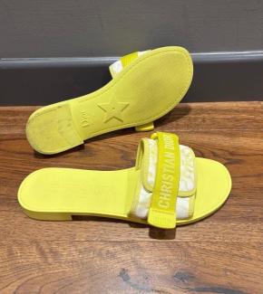 Dior Yellow Flat Beach Sandals 10